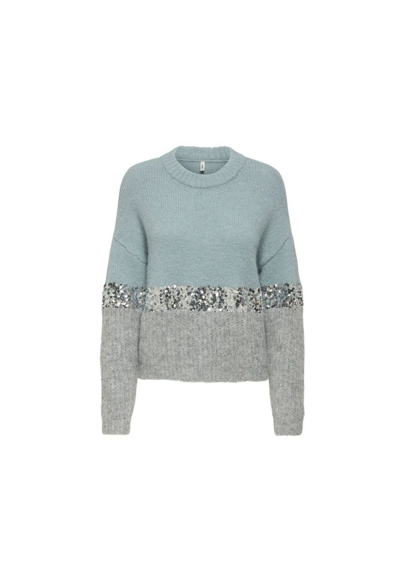 Farbig abgesetzter Pullover mit Pailletten