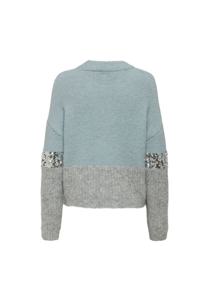 Farbig abgesetzter Pullover mit Pailletten