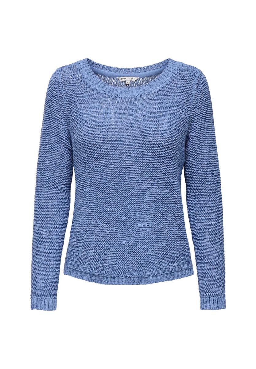 Leichter Strukturierter Rundhals Strickpullover