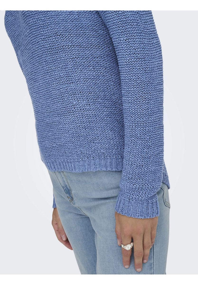 Leichter Strukturierter Rundhals Strickpullover