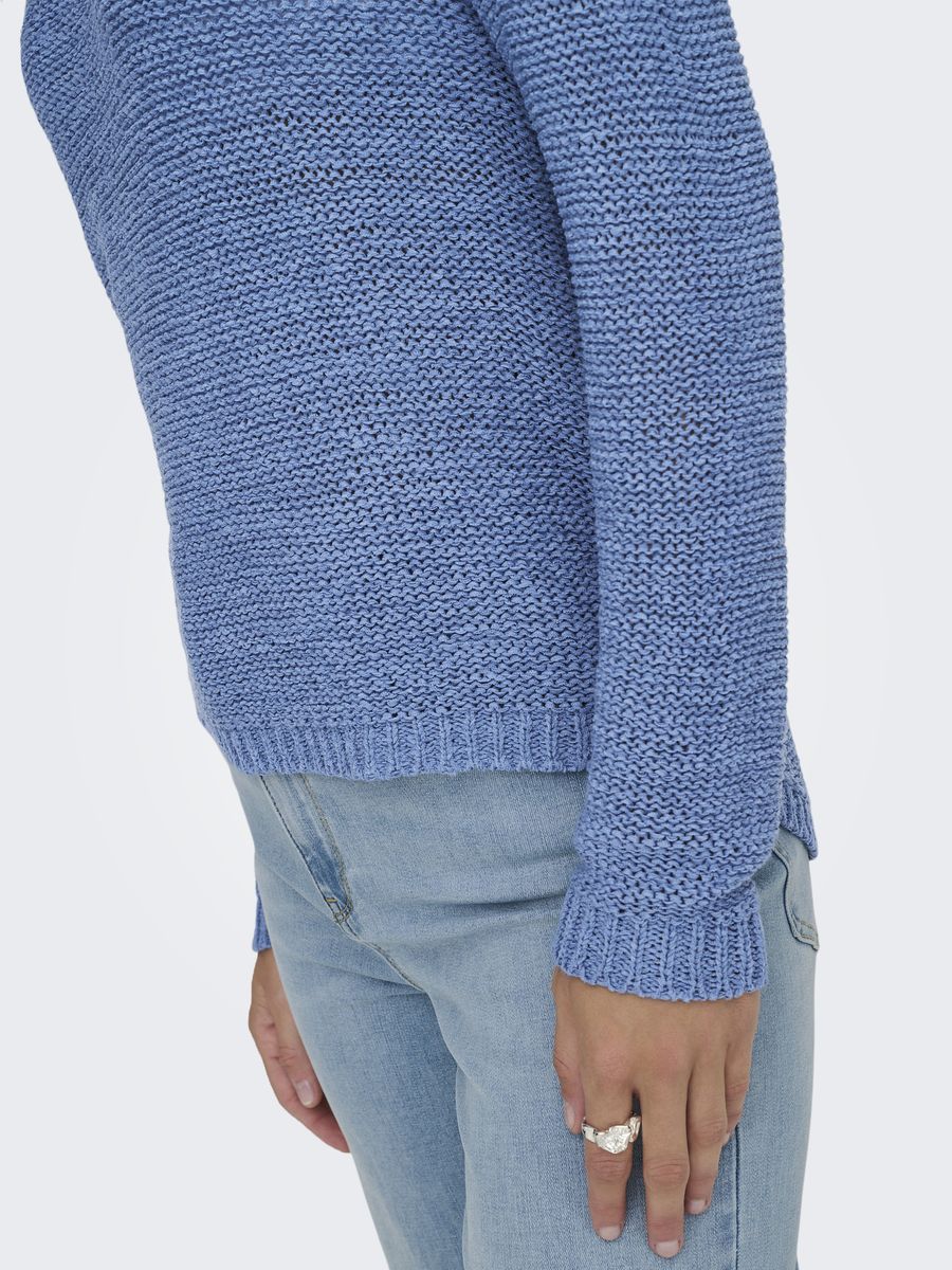 Leichter Strukturierter Rundhals Strickpullover