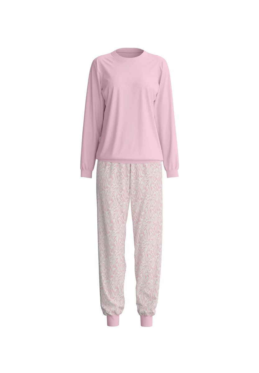 Langarm-Bündchen-Pyjama aus Baumwolle