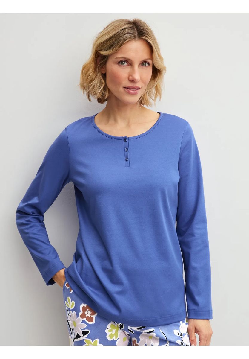 Weiches Baumwoll-Henley-Langarmshirt