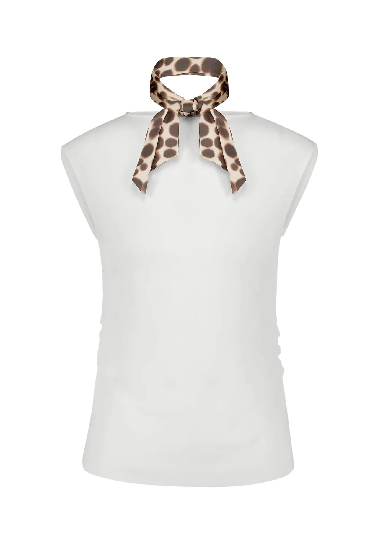 Kurzarmshirt mit Animal-Print Schal