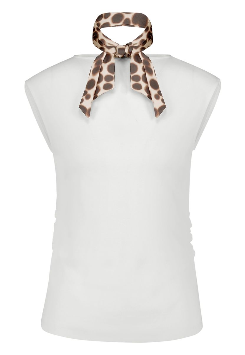 Kurzarmshirt mit Animal-Print Schal