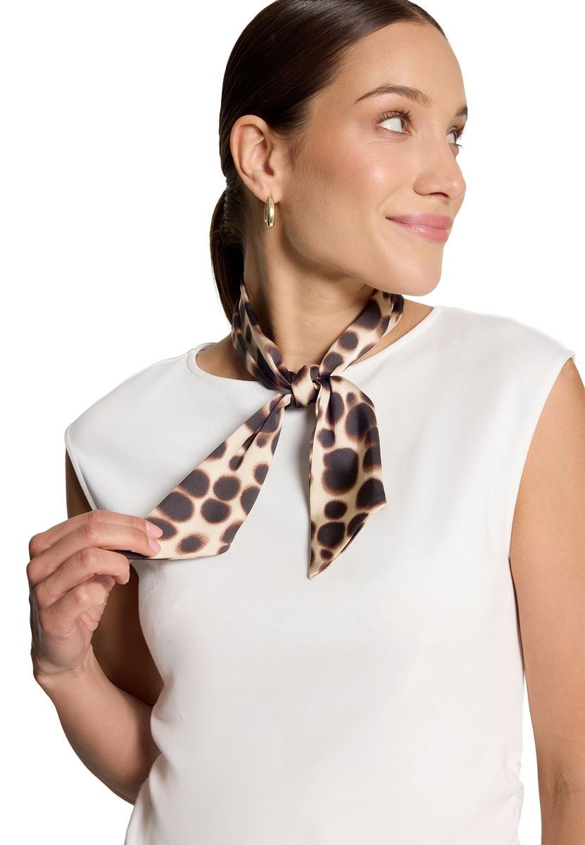 Kurzarmshirt mit Animal-Print Schal