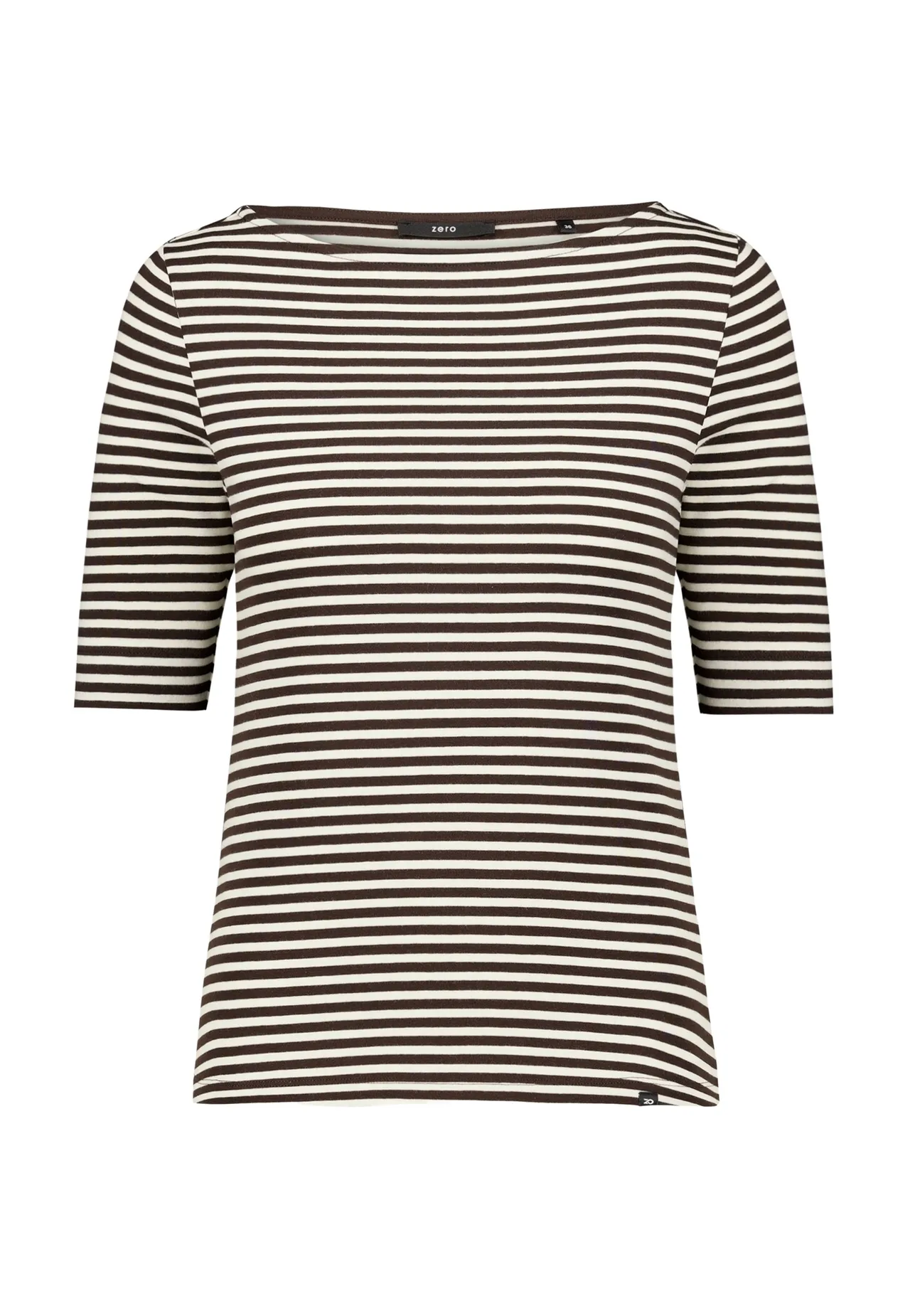 Klassisches gestreiftes Shirt mit U-Boot-Ausschnitt