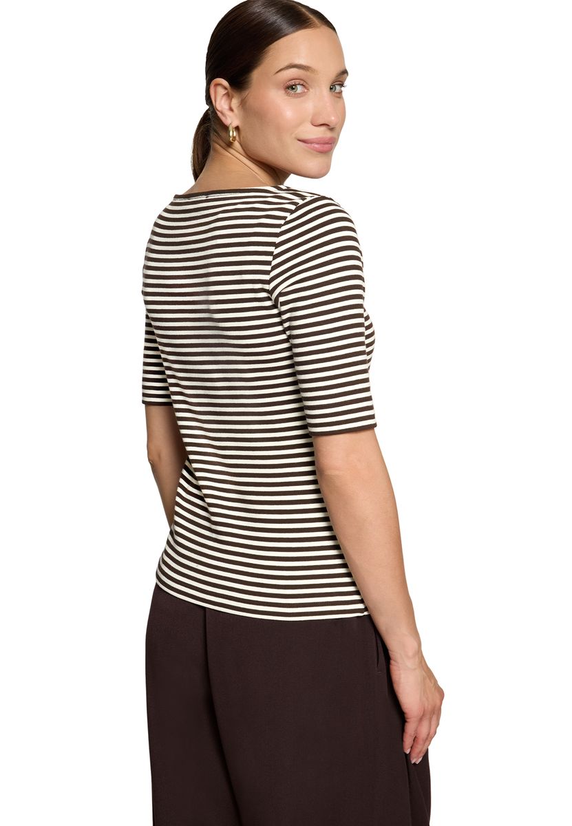 Klassisches gestreiftes Shirt mit U-Boot-Ausschnitt