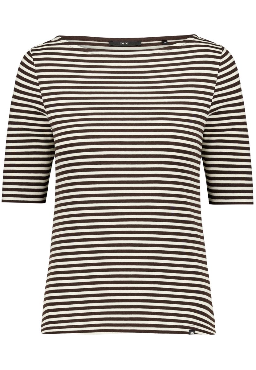 Klassisches gestreiftes Shirt mit U-Boot-Ausschnitt