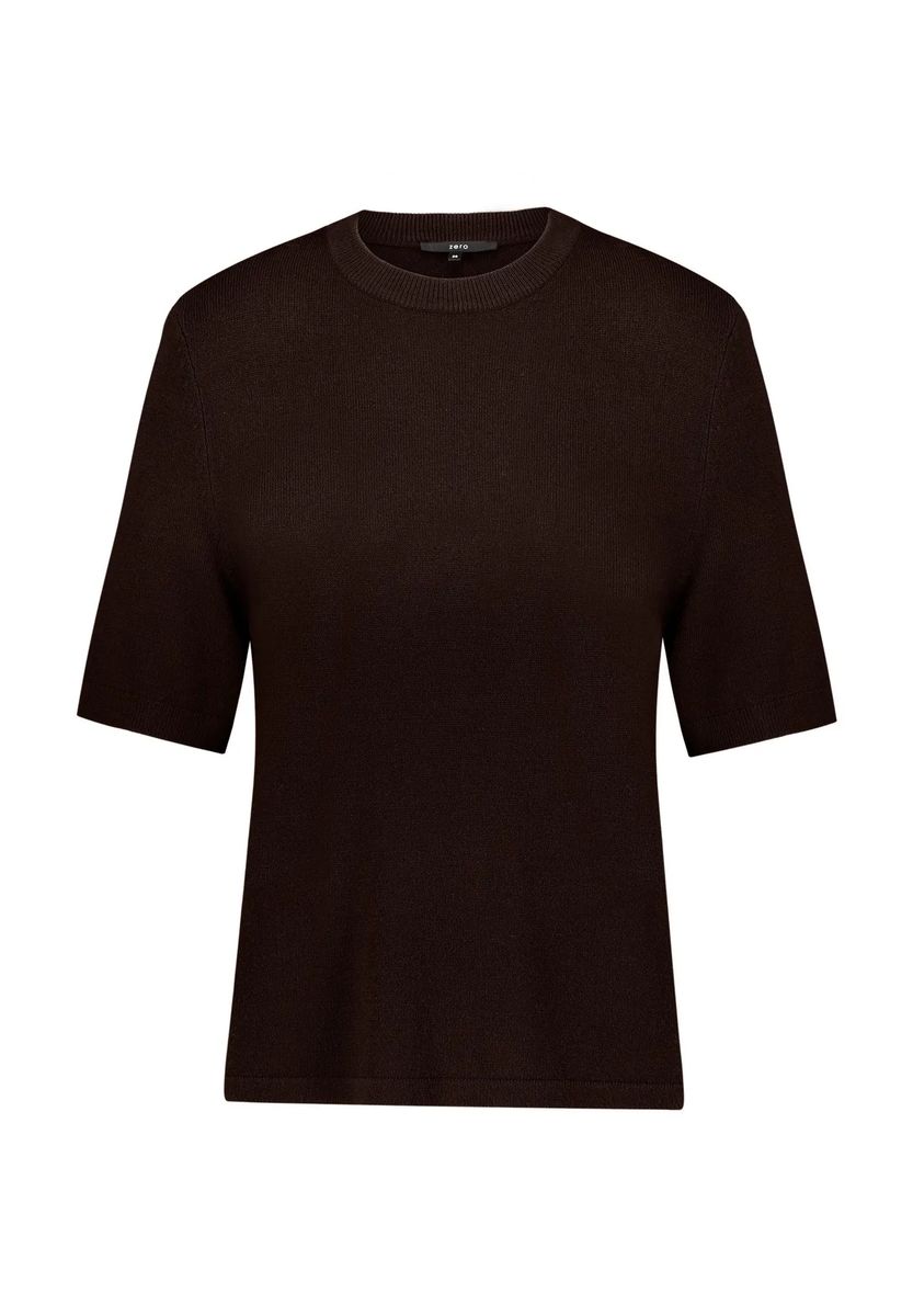 Kurzärmeliger Feinstrick-Pullover mit Rundhals