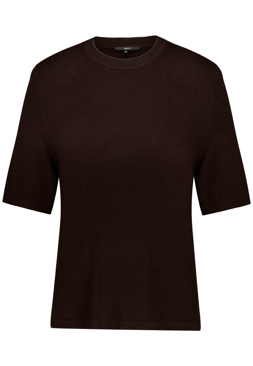 Kurzärmeliger Feinstrick-Pullover mit Rundhals