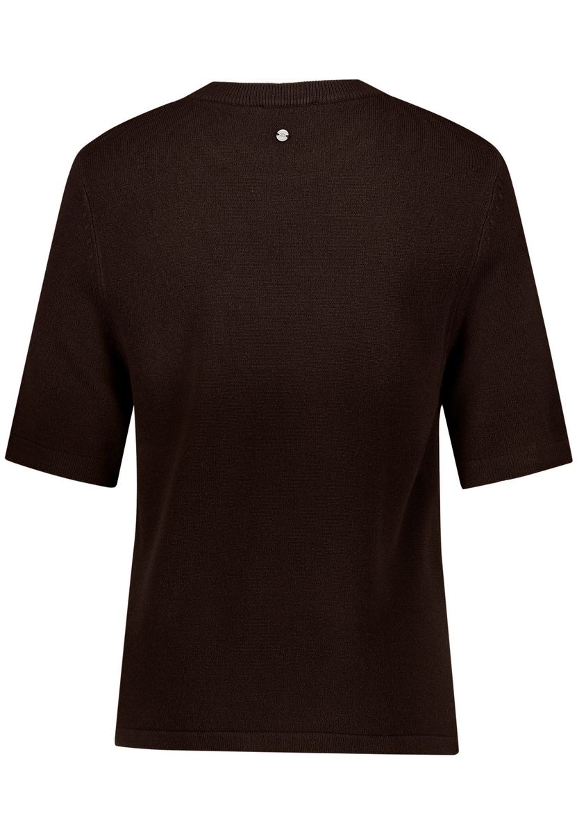 Kurzärmeliger Feinstrick-Pullover mit Rundhals