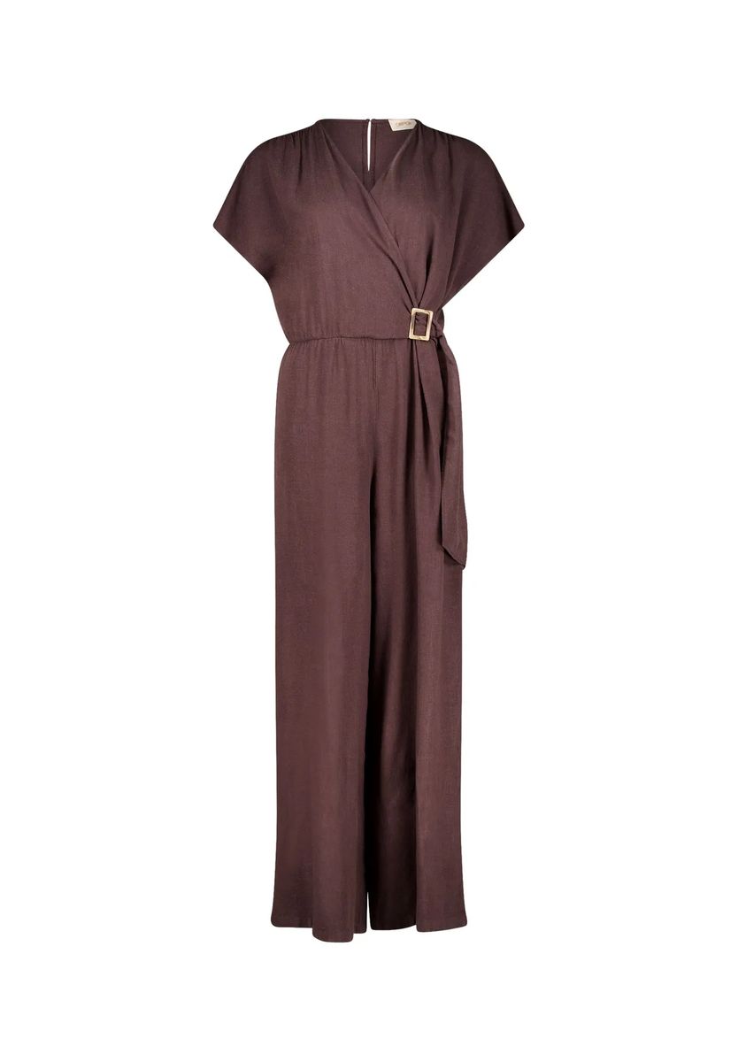Jumpsuit im Wickeldesign mit weitem Bein