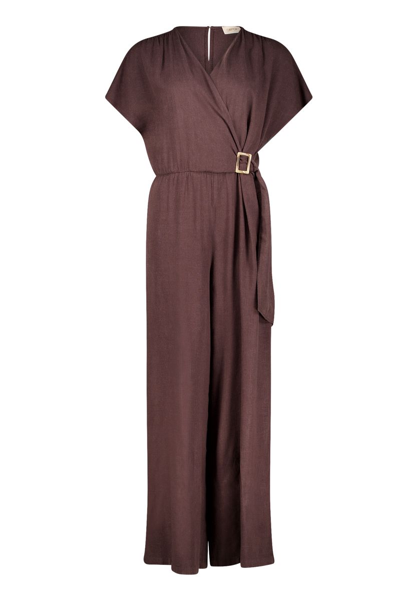 Jumpsuit im Wickeldesign mit weitem Bein