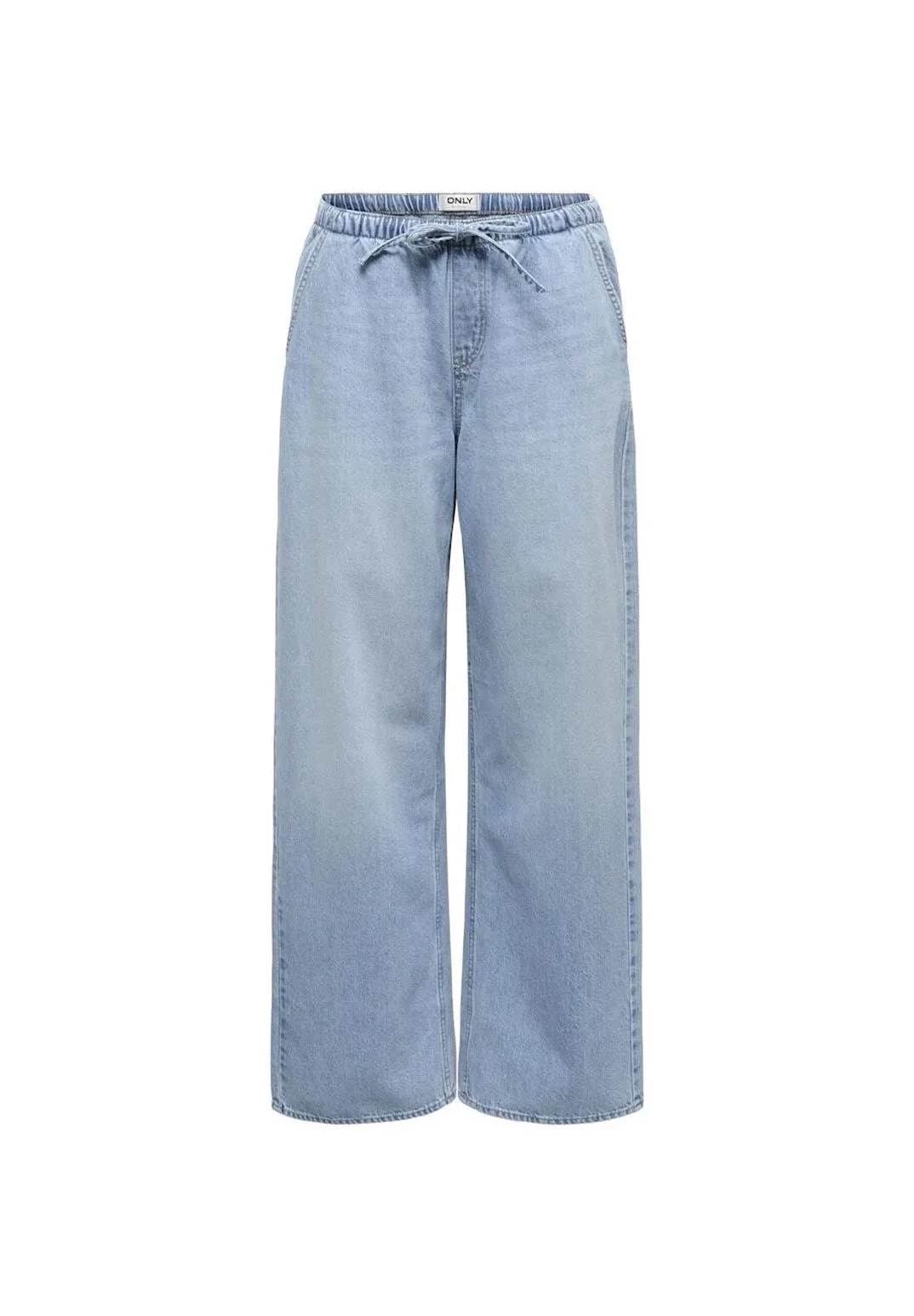 Weit geschnittene Denim-Hose mit Kordelzug