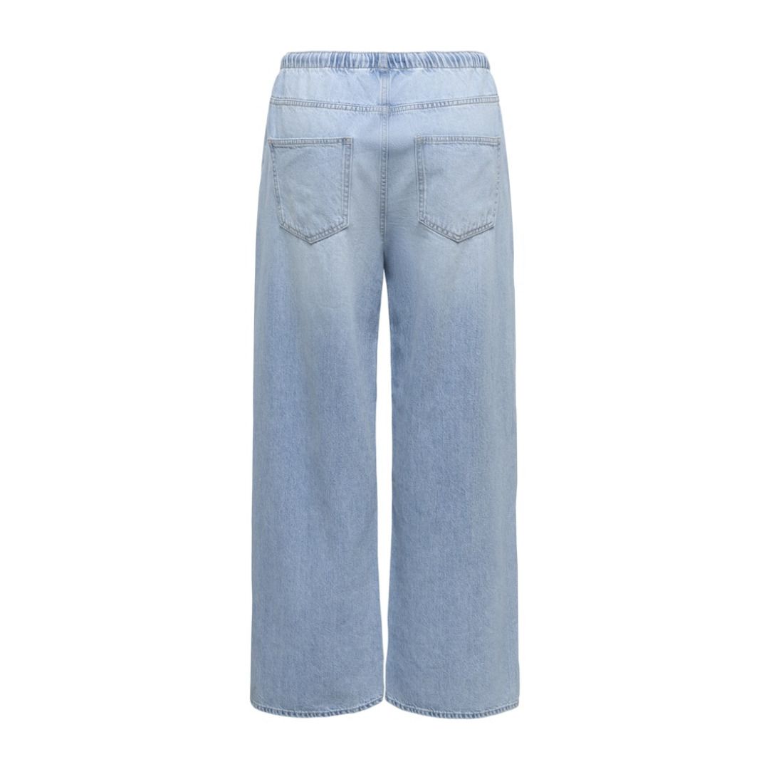 Weit geschnittene Denim-Hose mit Kordelzug