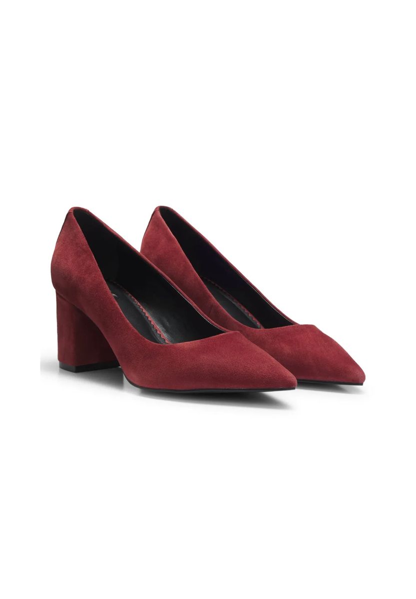 Veloursleder-Pumps mit Blockabsatz