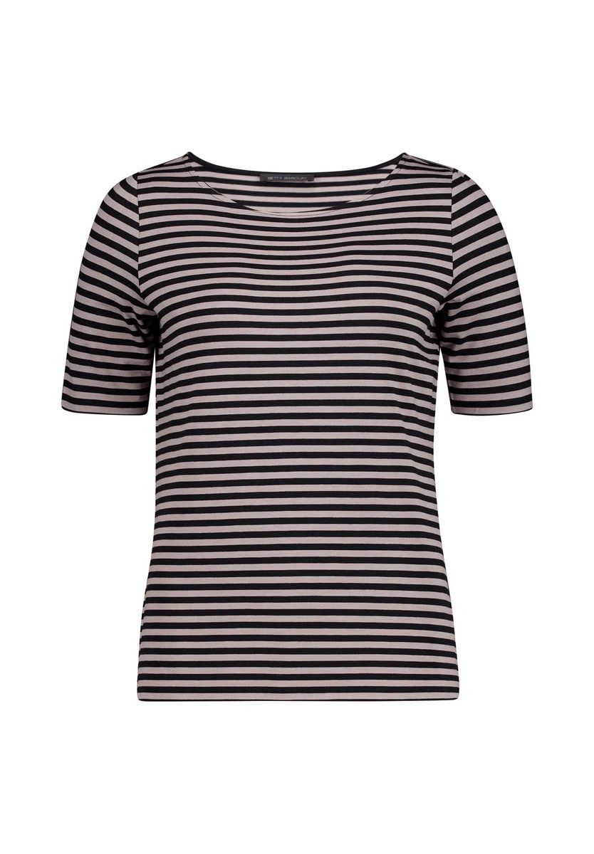 Gestreiftes Basic-Shirt mit U-Boot-Ausschnitt