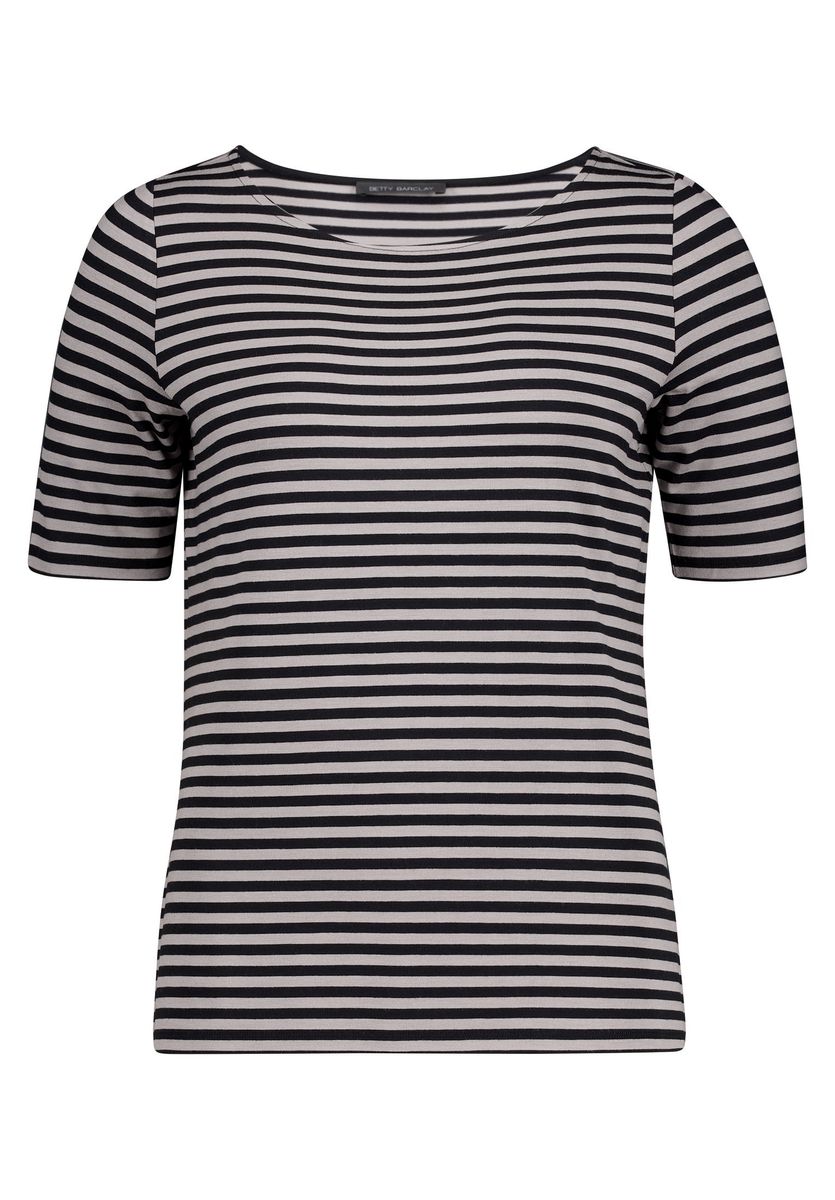 Gestreiftes Basic-Shirt mit U-Boot-Ausschnitt