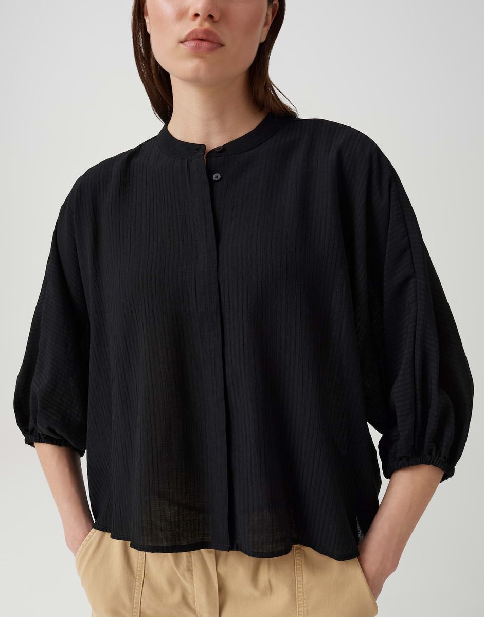 Oversize-Crinkle-Bluse mit Ballonärmeln