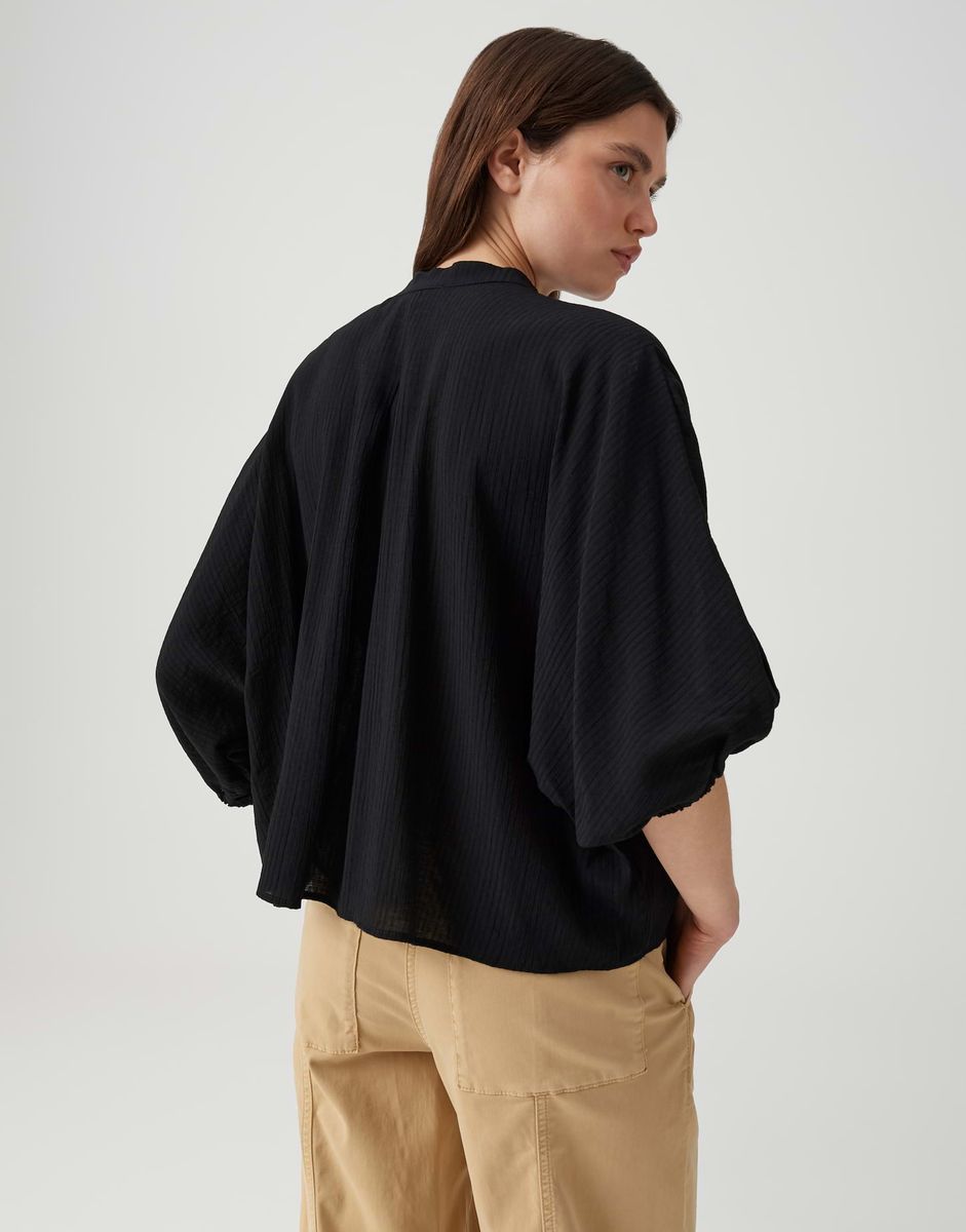 Oversize-Crinkle-Bluse mit Ballonärmeln