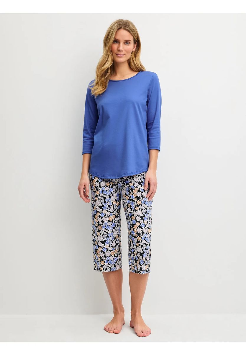 Capri-Pyjama mit Blumenmuster