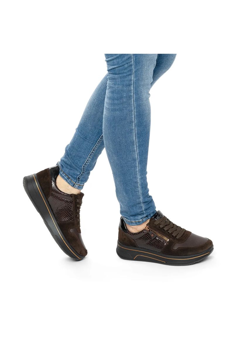 Sneaker aus Leder-Mix mit Reißverschluss