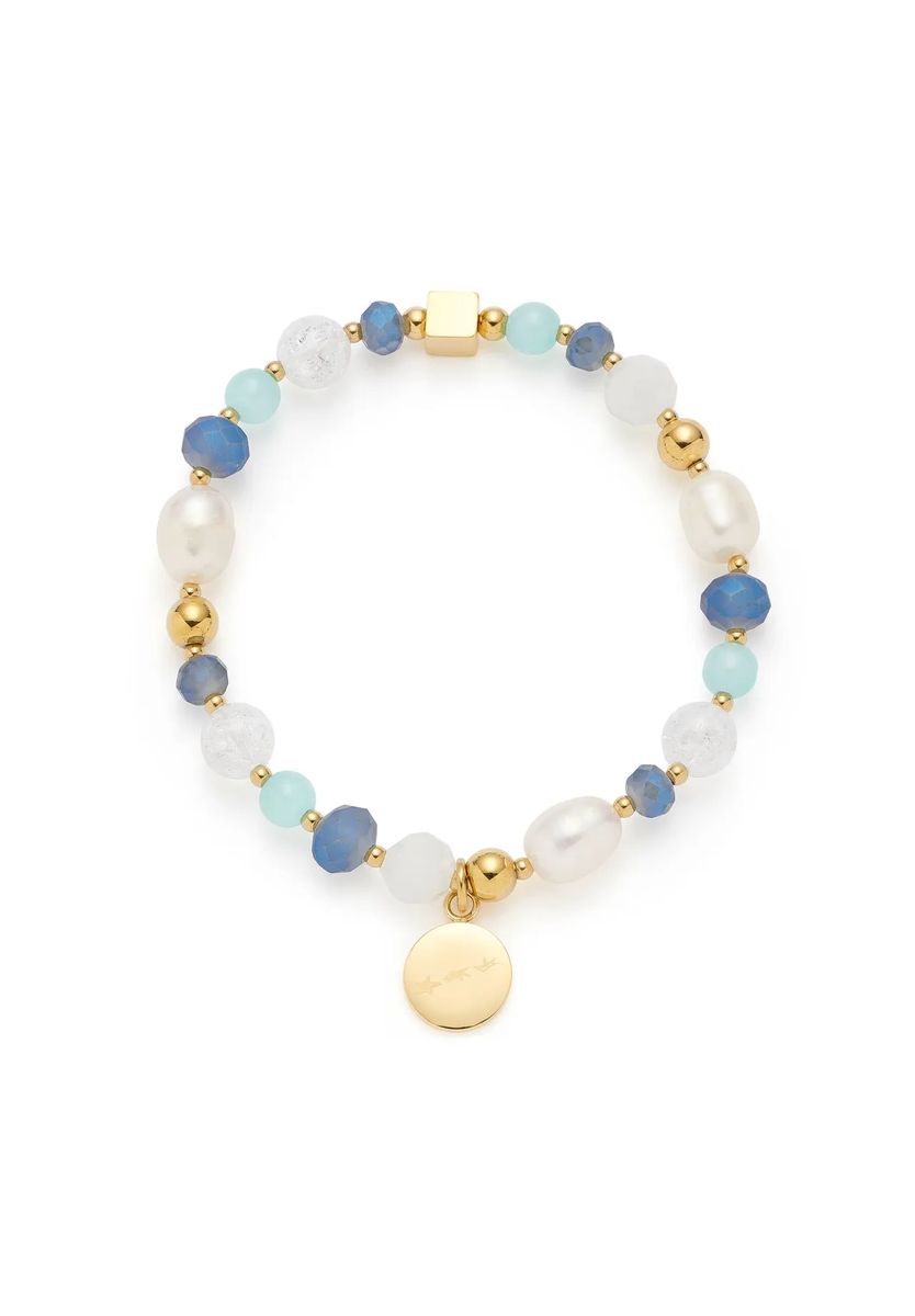 Perlen- und Stein-Armband mit Charm