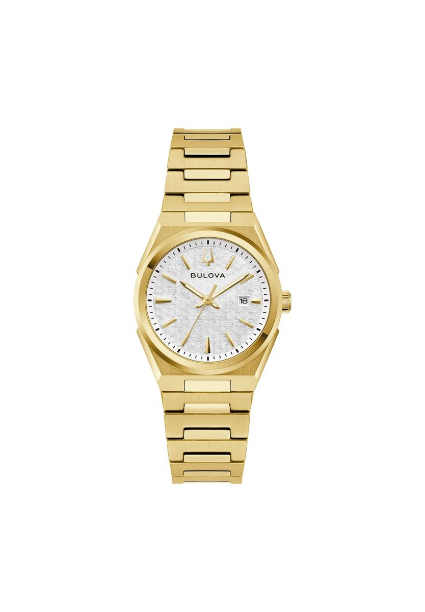 Elegante goldfarbene Uhr mit strukturiertem Zifferblatt