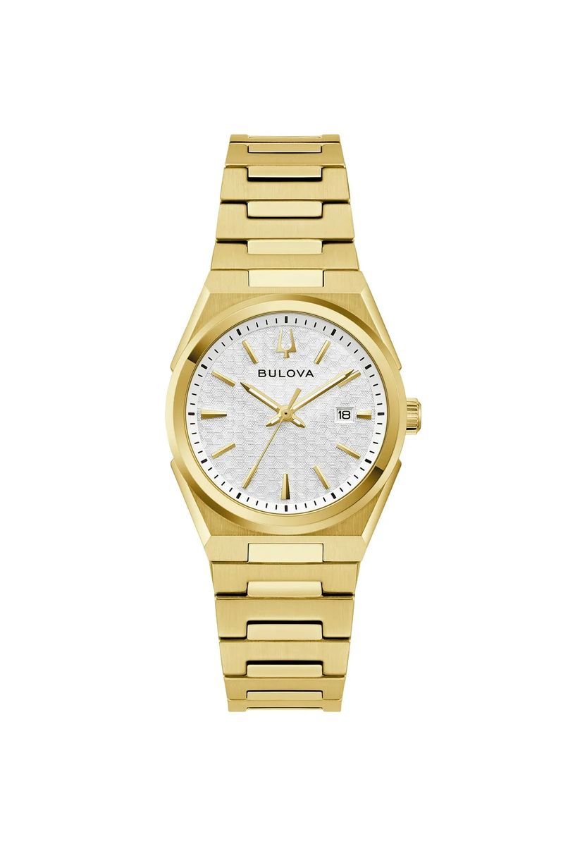 Elegante goldfarbene Uhr mit strukturiertem Zifferblatt
