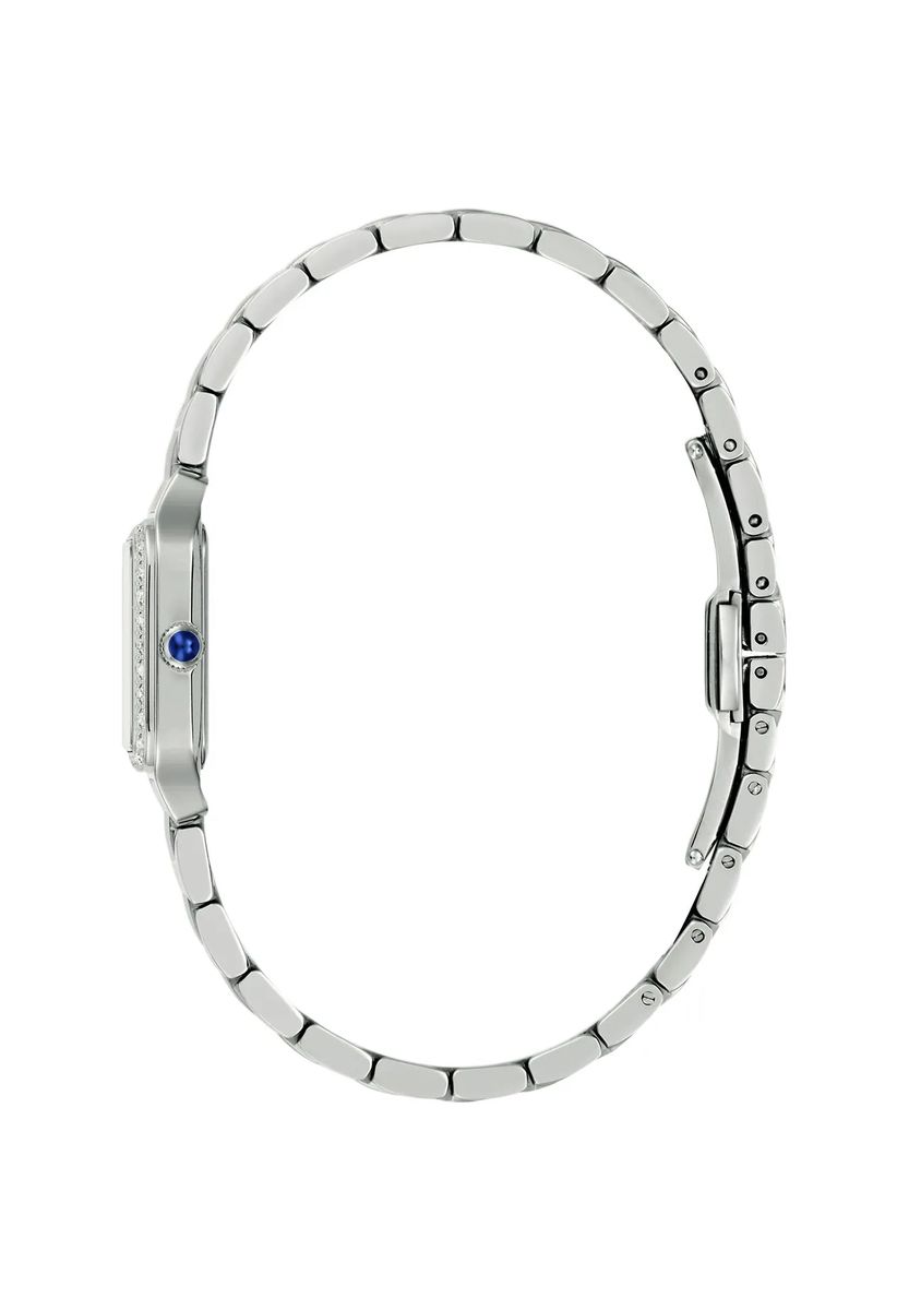 Diamantbesetzte Eckige Perlmutt-Armbanduhr