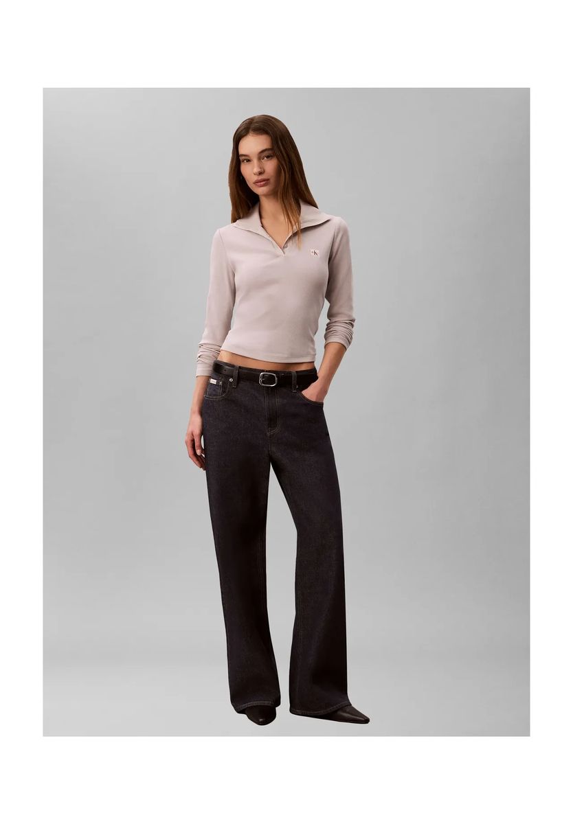 Schmal Geschnittenes Ripp-Polo-Top