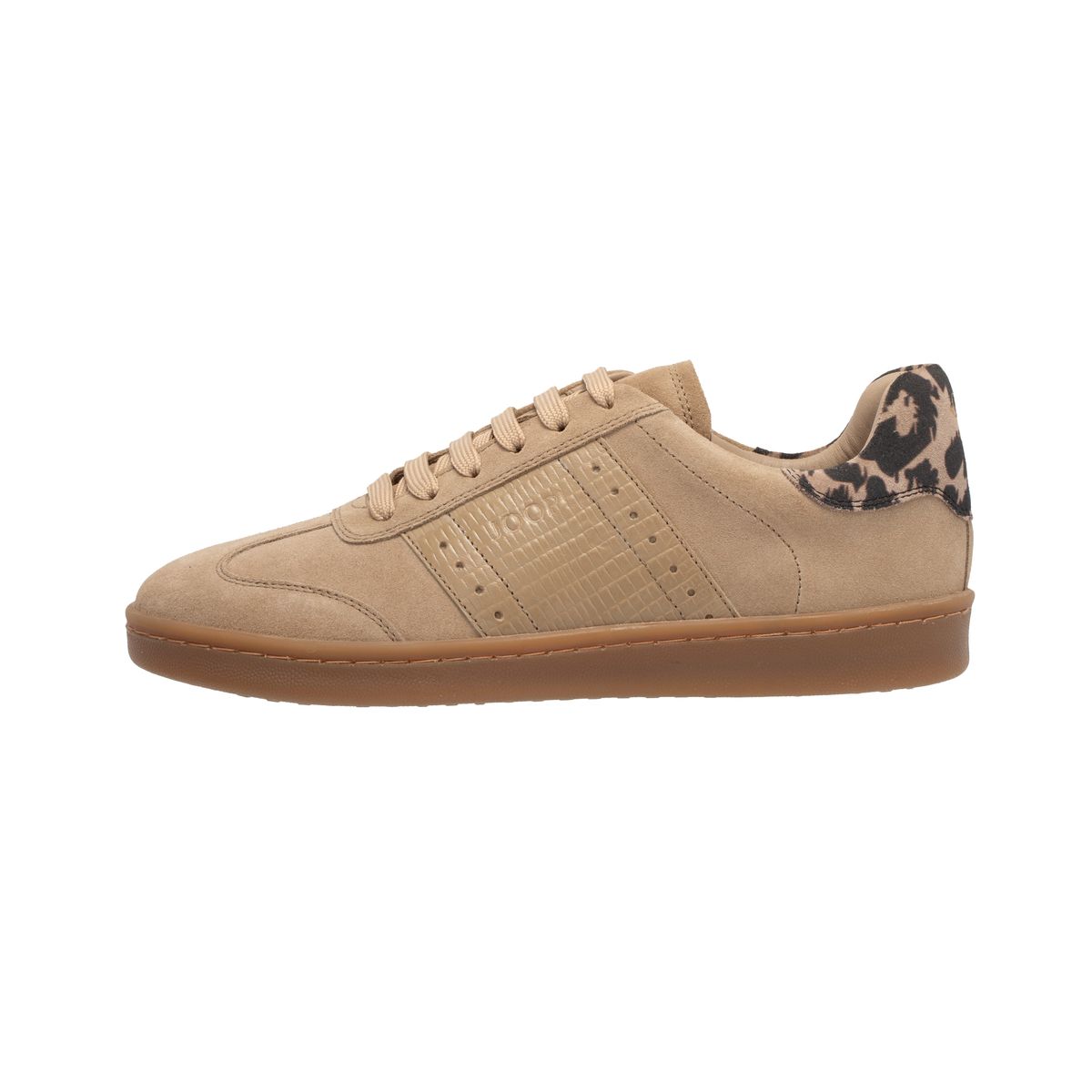 Wildleder-Sneaker mit Leoparden-Besatz