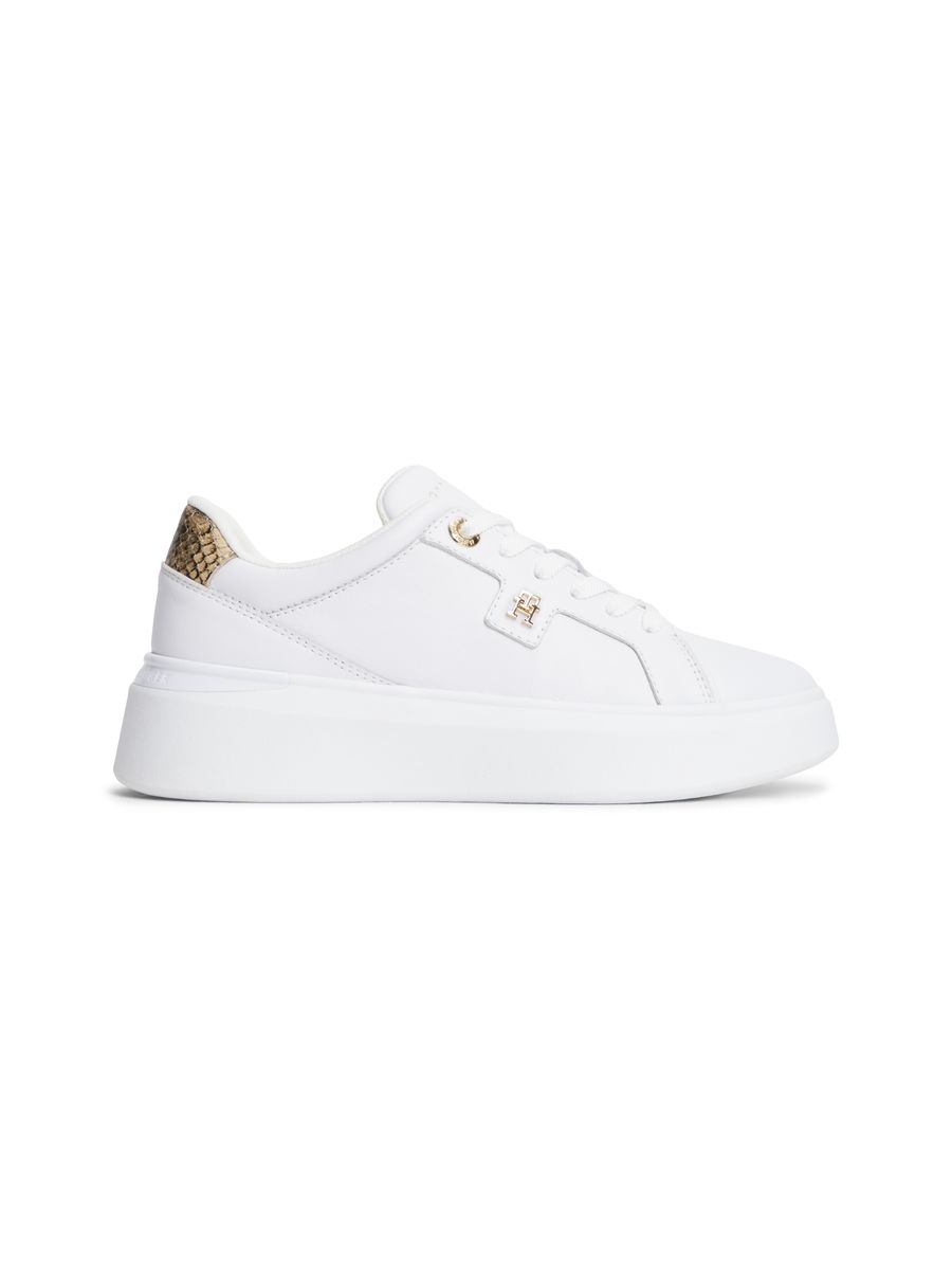 Elegante Plateau-Sneaker mit Schlangenhaut-Detail
