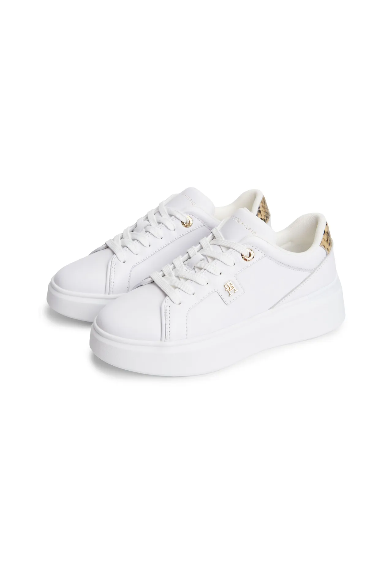 Elegante Plateau-Sneaker mit Schlangenhaut-Detail