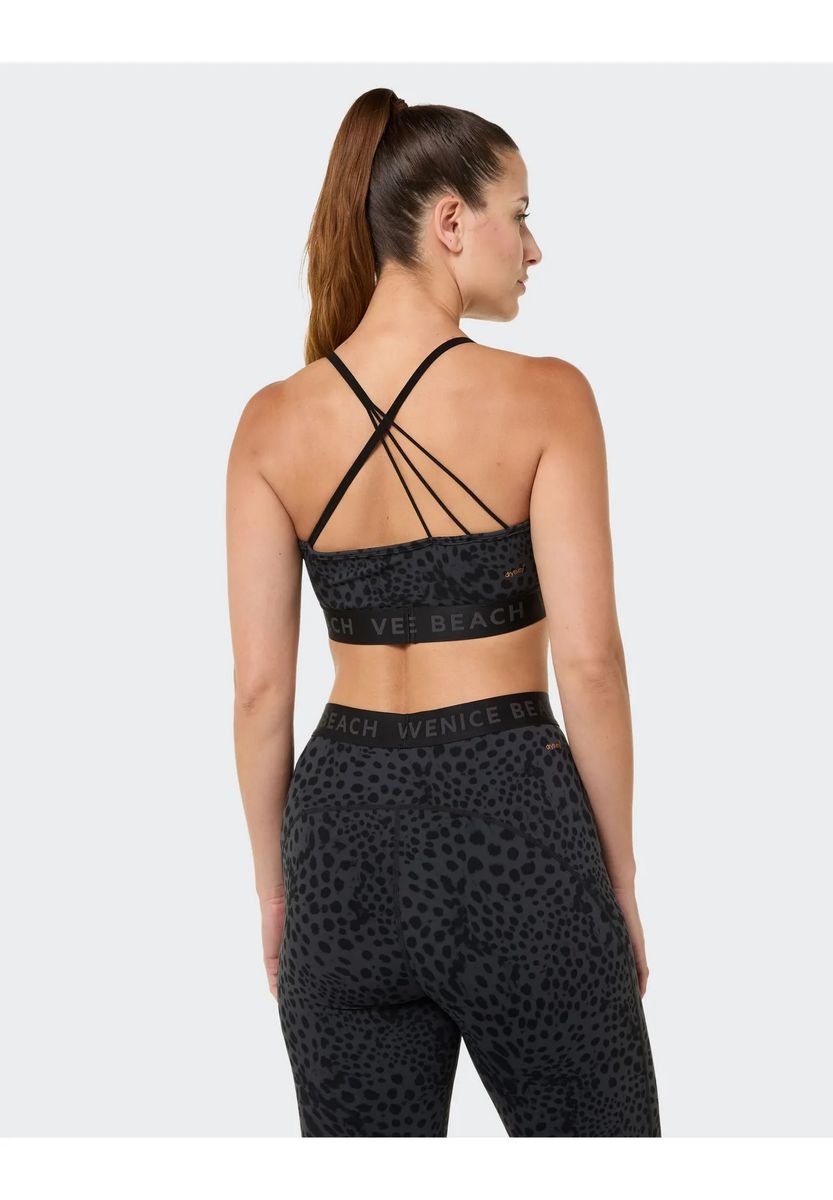 Sport-BH mit Leopardenmuster und Riemchendetail