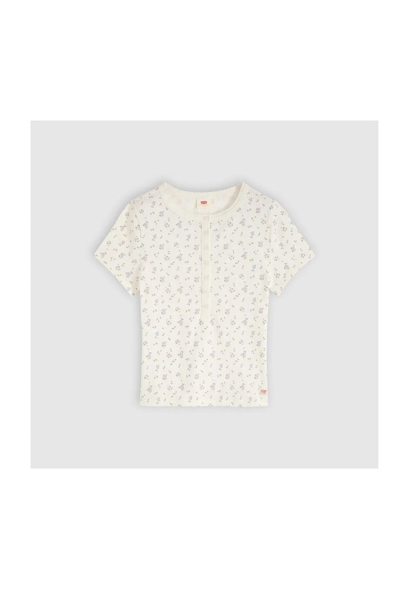 Zartes Henley-T-Shirt mit Blumenmuster