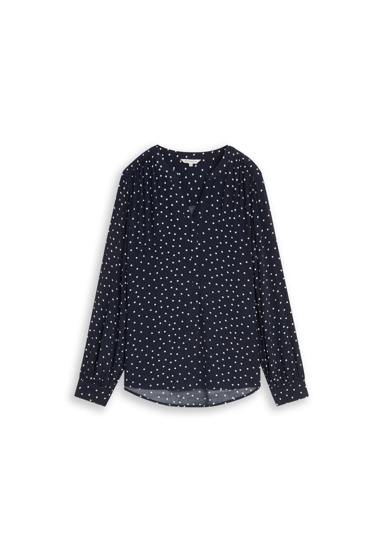 Punktierte Bluse mit V-Ausschnitt