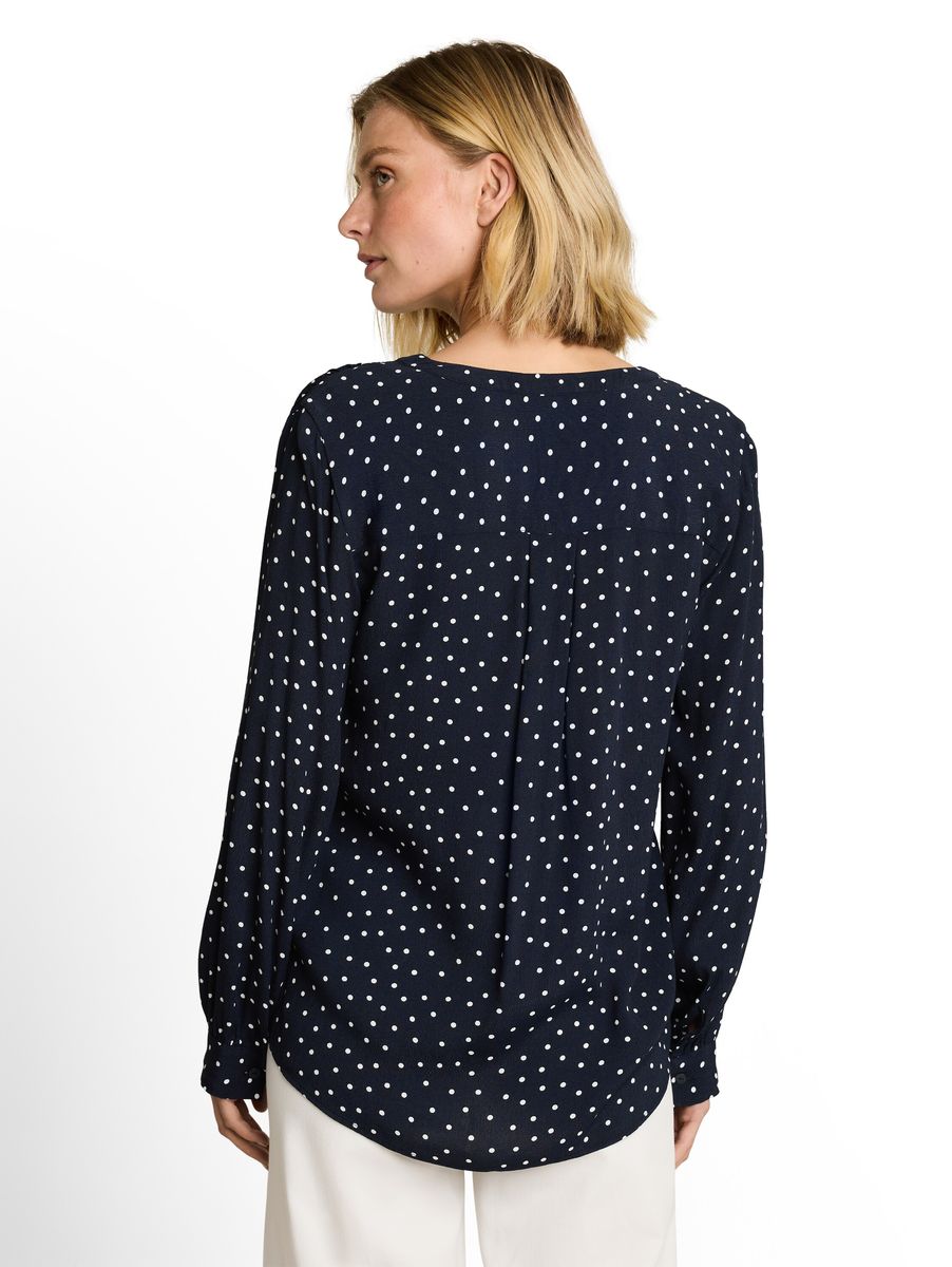Punktierte Bluse mit V-Ausschnitt