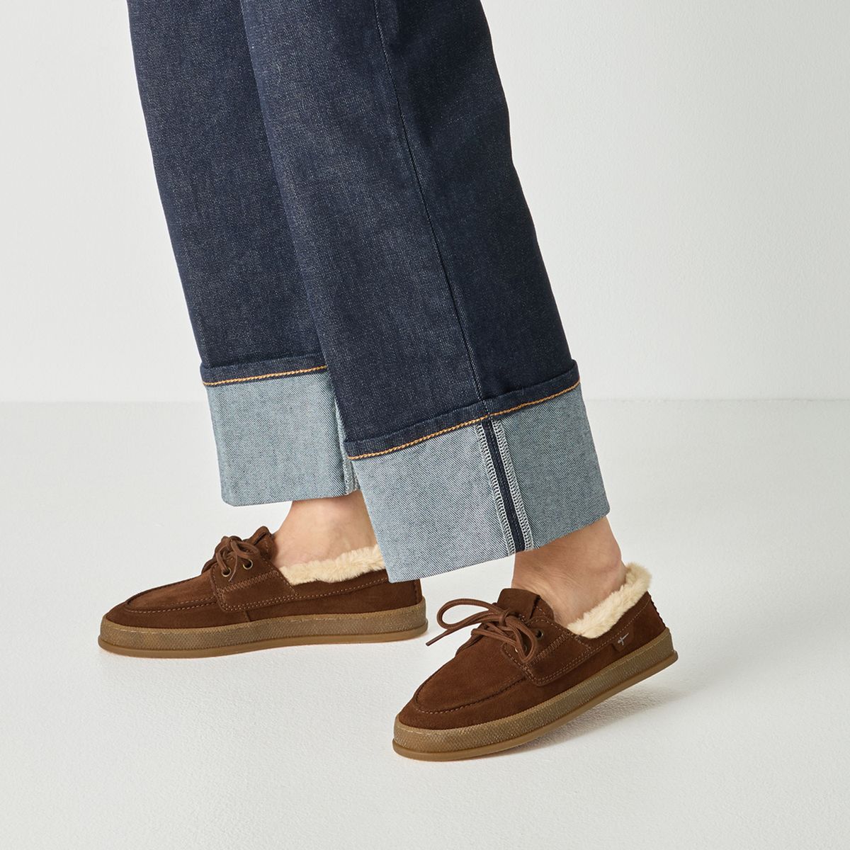 Gefütterte Suede-Mokassin-Hausschuhe