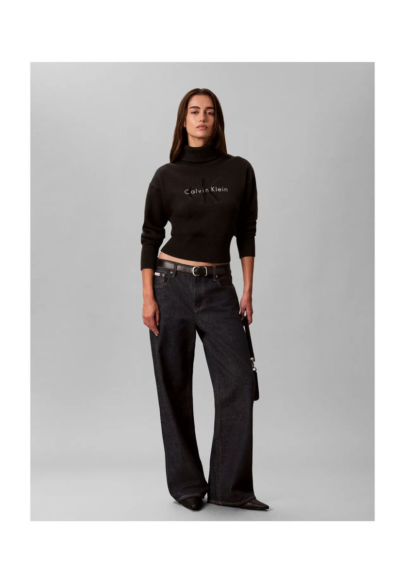 Rollkragenpullover mit Logo-Stickerei
