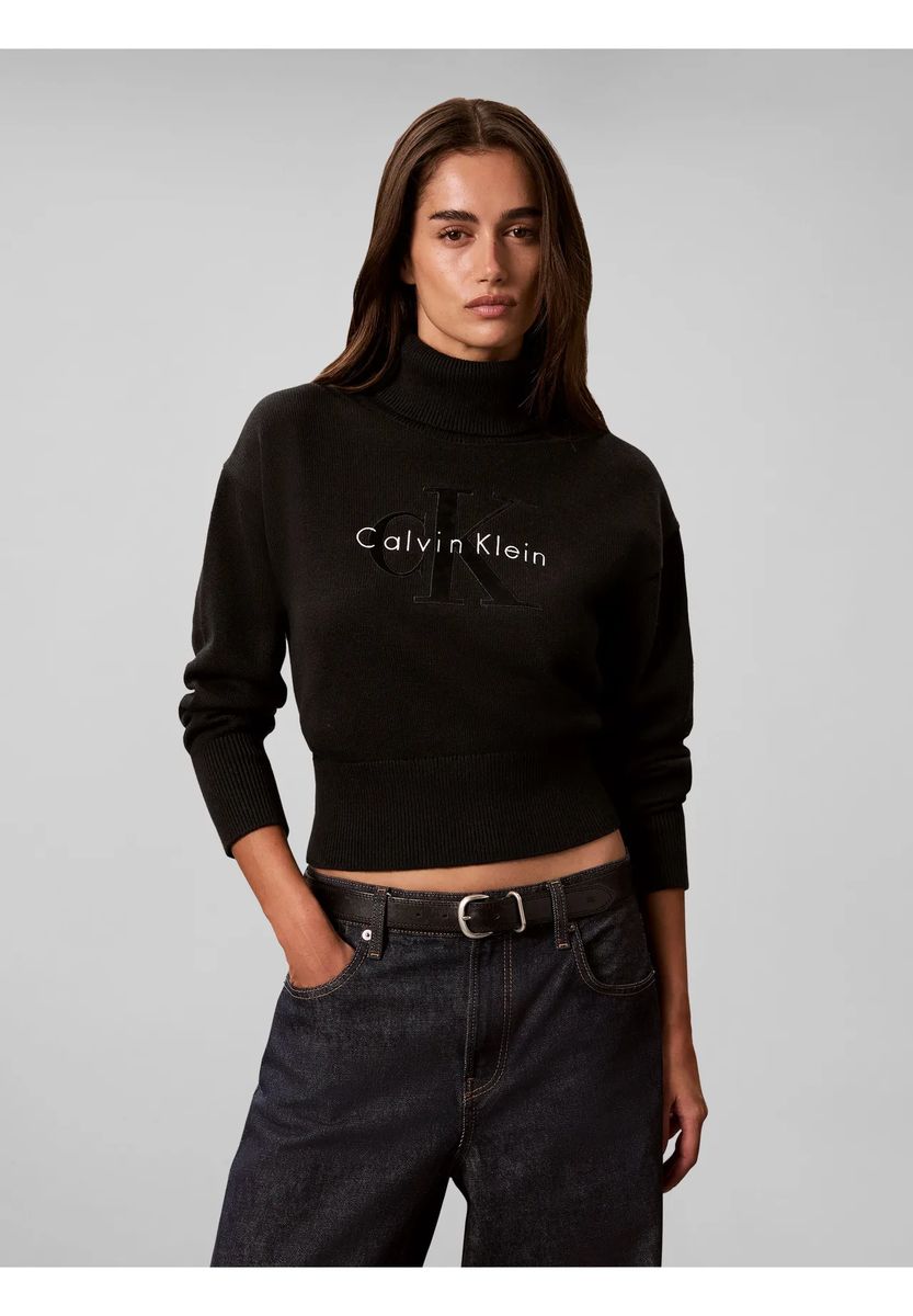 Rollkragenpullover mit Logo-Stickerei