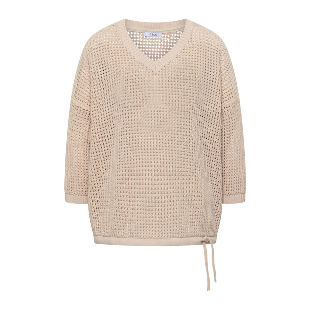 V-Ausschnitt Pullover in Häkeloptik