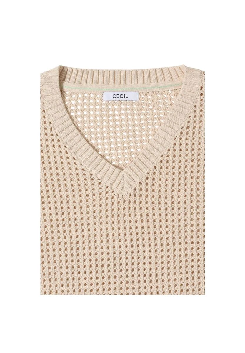 V-Ausschnitt Pullover in Häkeloptik
