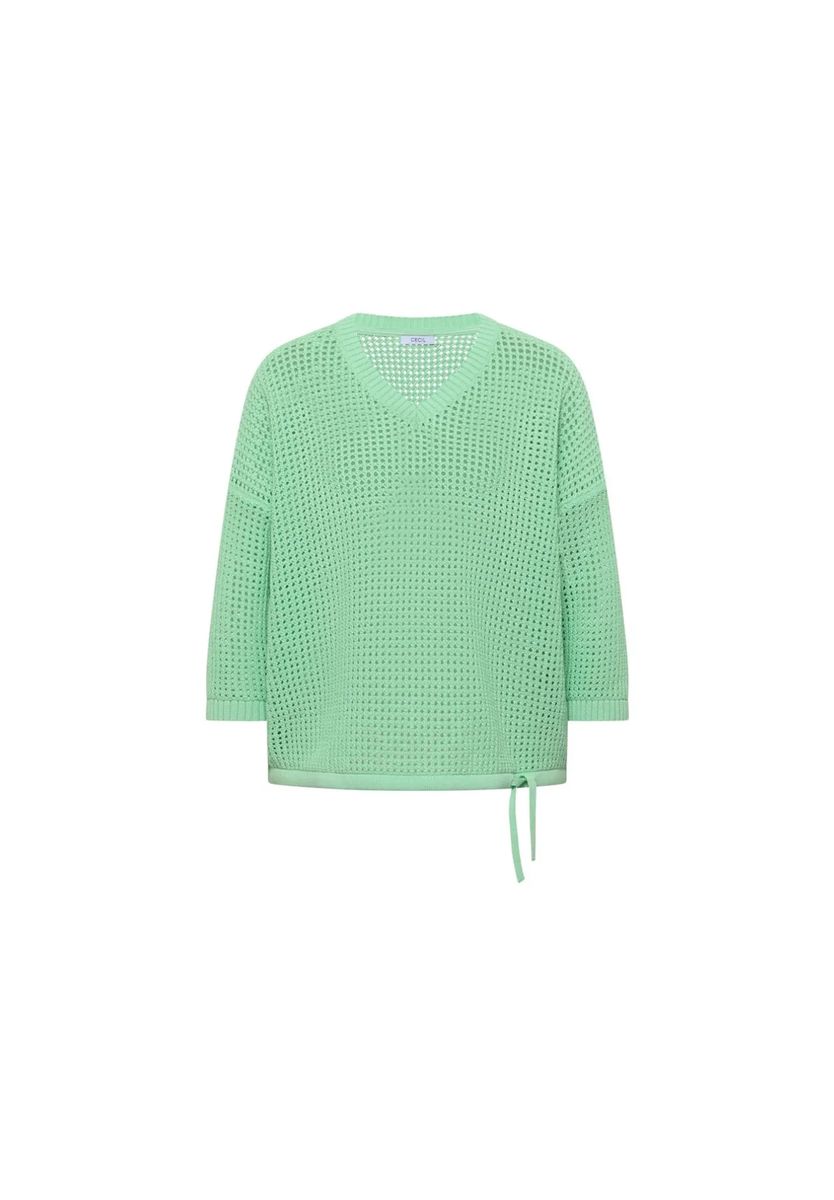 V-Ausschnitt Pullover in Häkel-Optik