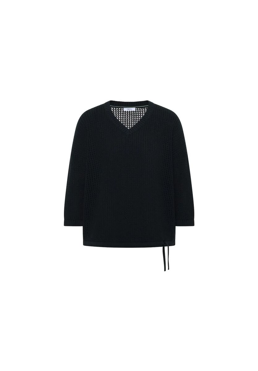 V-Ausschnitt Sommerpullover in Häkeloptik