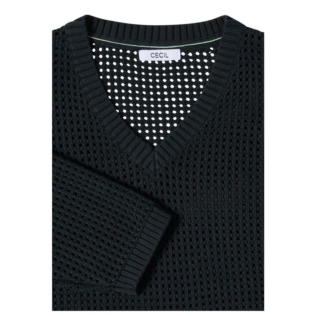 V-Ausschnitt Sommerpullover in Häkeloptik