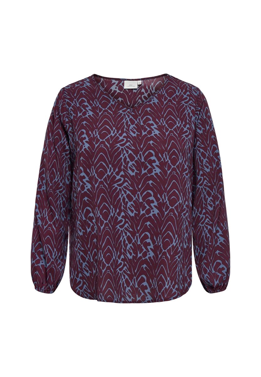 Bedruckte Bluse mit V-Ausschnitt