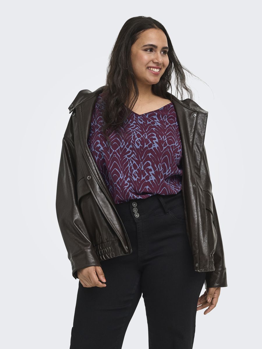 Bedruckte Bluse mit V-Ausschnitt