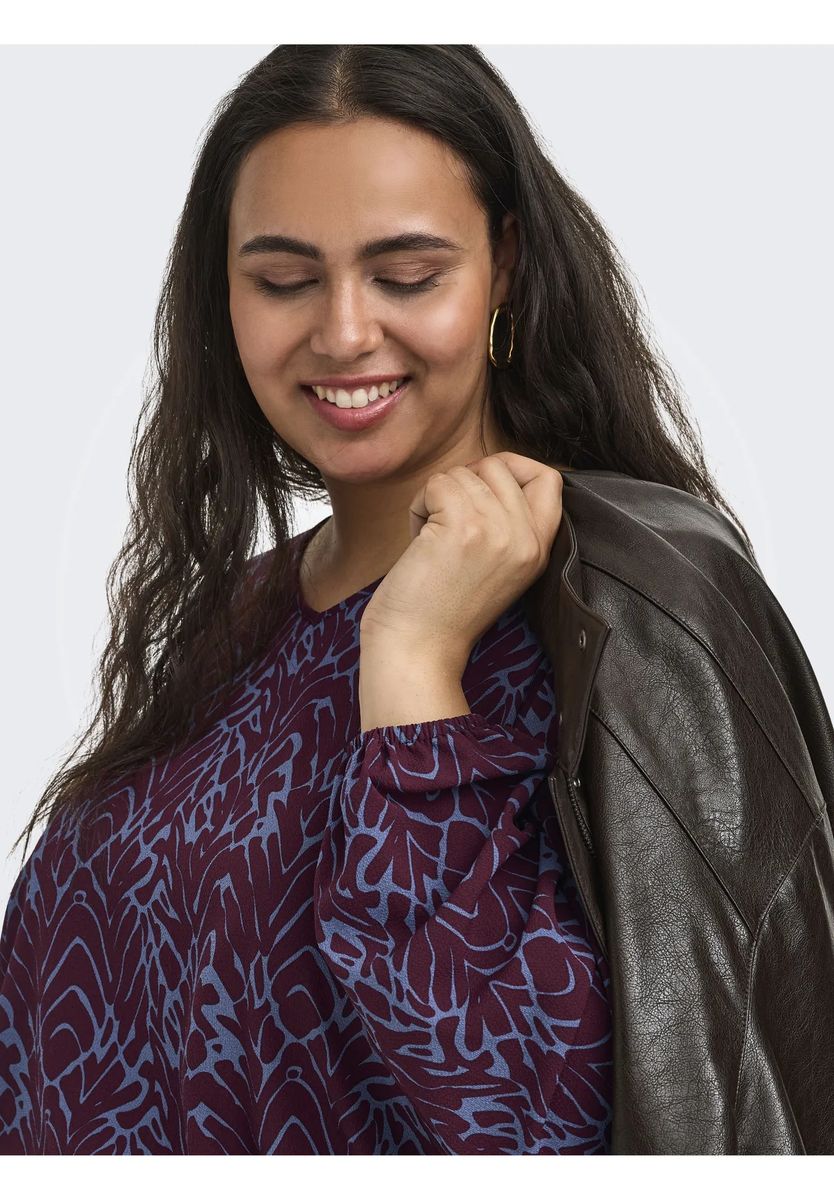 Bedruckte Bluse mit V-Ausschnitt